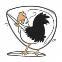 chicken holding surfboard tattoo design idea