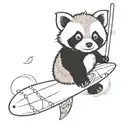 red panda holding surfboard tattoo design idea