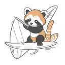 red panda holding surfboard tattoo design idea