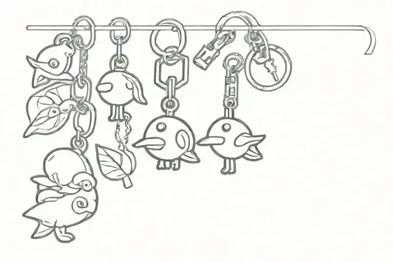 key chain with pikmin charms hanging tattoo design idea