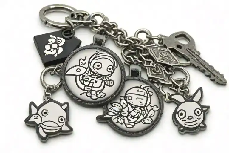 key chain with pikmin charms hanging tattoo design idea