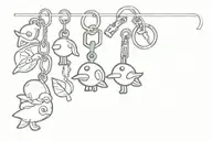 key chain with pikmin charms hanging tattoo design idea