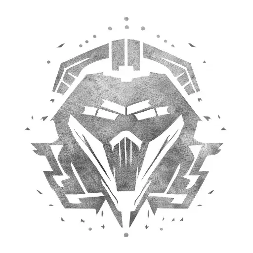 brotherhood of steel mask with thunderstorms tattoo design idea