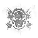 brotherhood of steel mask with thunderstorms tattoo design idea