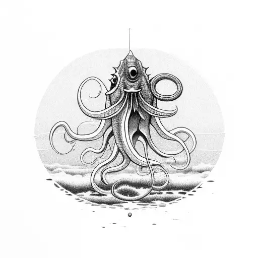 anxiety, squid, fishing, outdoors tattoo design idea