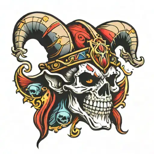 jester skull tattoo design idea