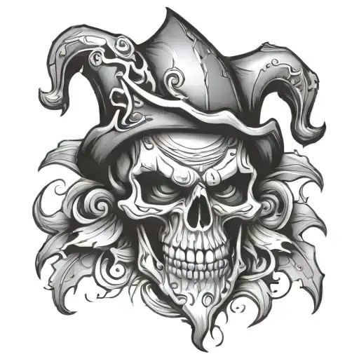 jester skull tattoo design idea