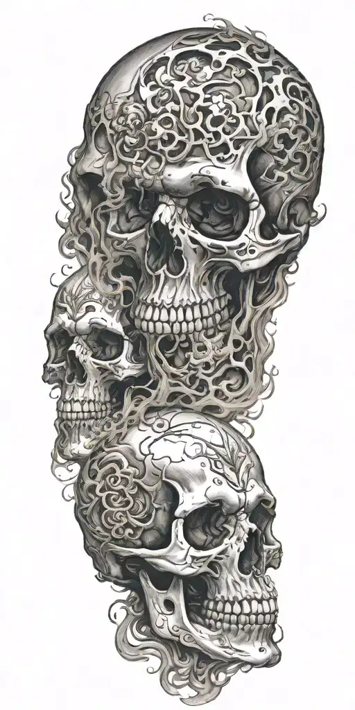skulls surround by smoke tattoo design idea