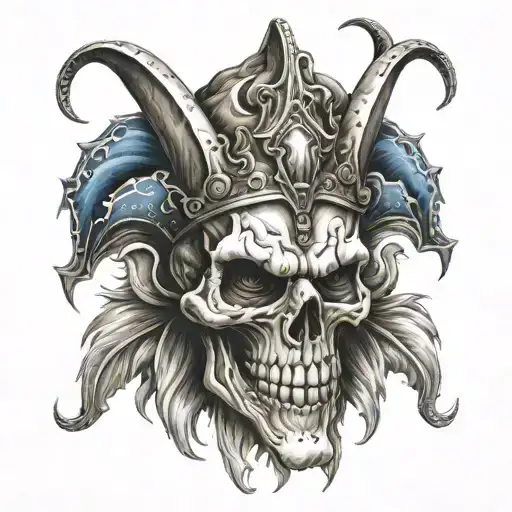 jester skull tattoo design idea