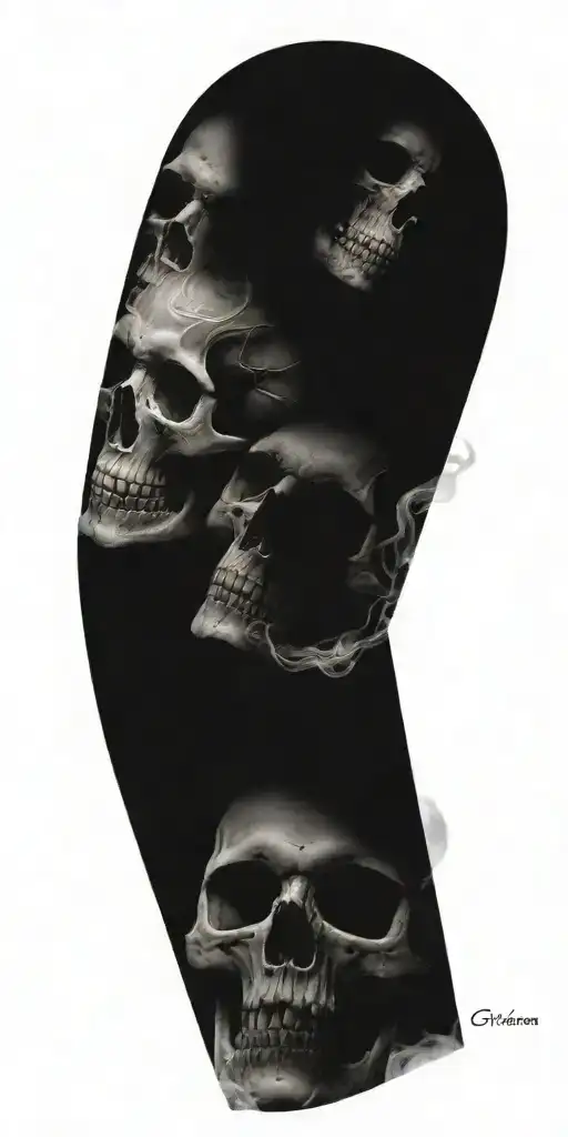 skulls surround by smoke tattoo design idea