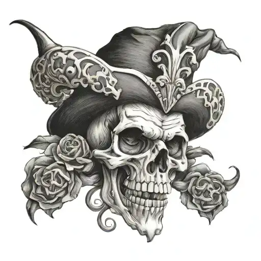 jester skull tattoo design idea