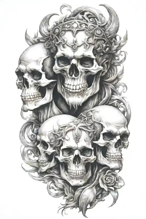 skull and hades Greek god tattoo design idea