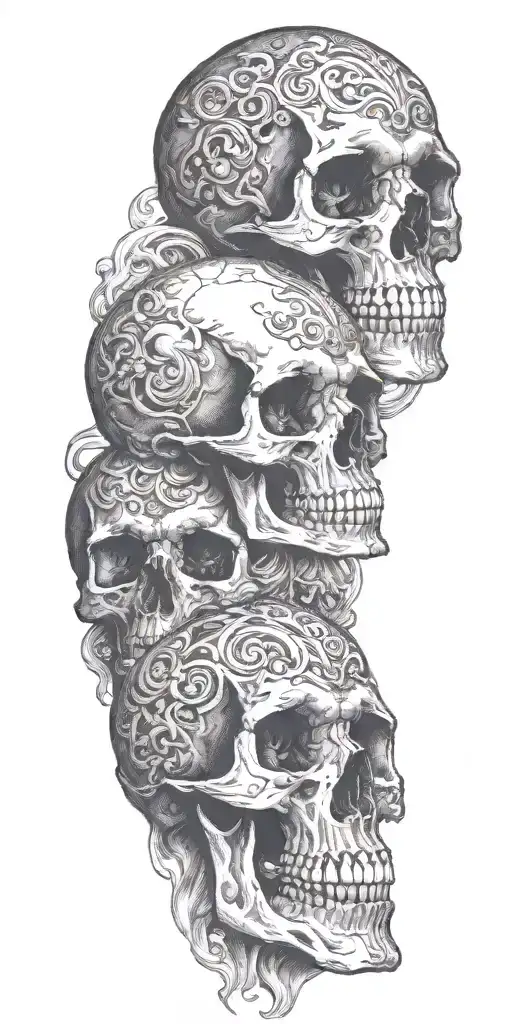 skulls and flames tattoo design idea