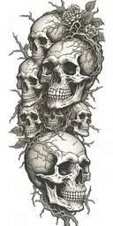 skulls surround by tree roots  tattoo design idea
