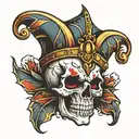 jester skull tattoo design idea