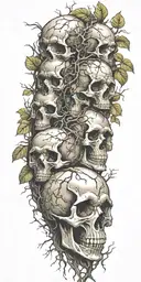 skulls surround by tree roots  tattoo design idea