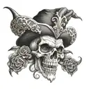 jester skull tattoo design idea