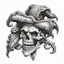 jester skull tattoo design idea