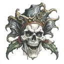 jester skull tattoo design idea