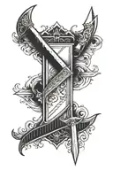 a dagger with a ruler as its blade tattoo design idea