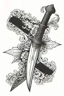 a dagger with a ruler as its blade tattoo design idea