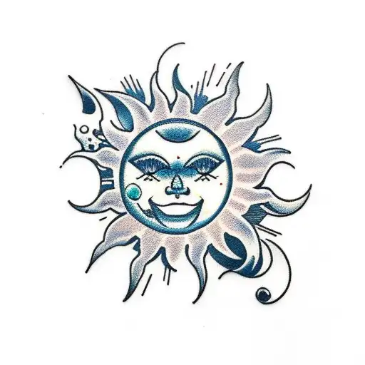 Sun and Moon tattoo design idea