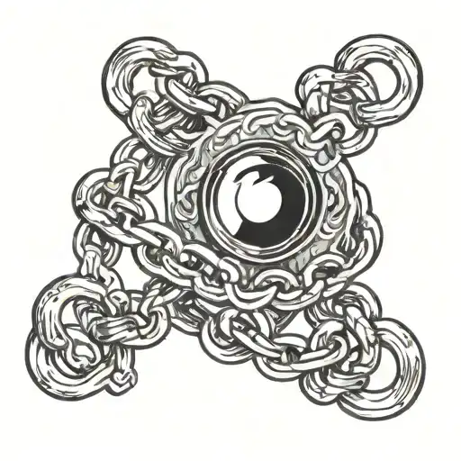 Iphone with ball and chain links tattoo design idea