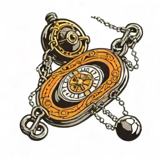 cell phone with ball and chain  tattoo design idea