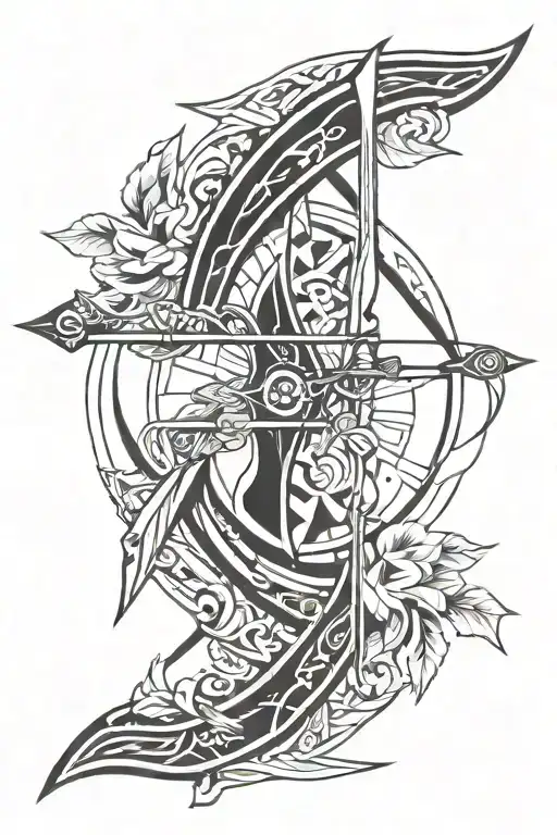 bow and arrow design inspired tattoo design idea
