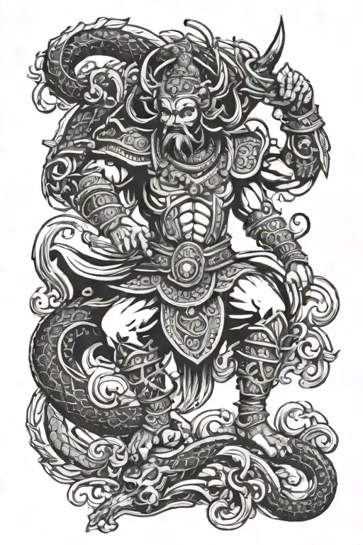 loard Rama fighting Ravana tattoo design idea