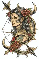 bow and arrow piercing eyes surrounded tattoo design idea