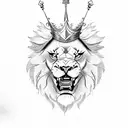 angry lion with crown tattoo design idea