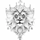 angry lion with crown tattoo design idea
