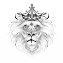 angry lion with crown tattoo design idea