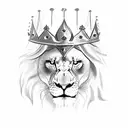 angry lion with crown tattoo design idea