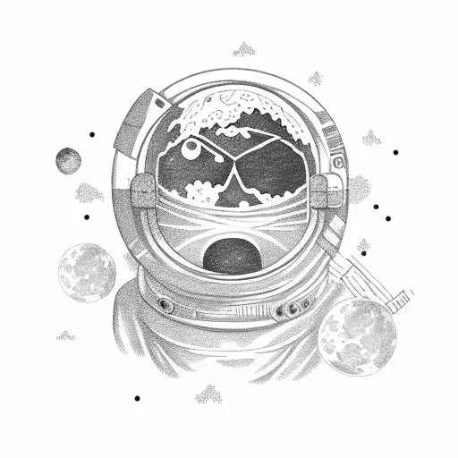 astronaut moon flying tattoo design idea