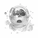 astronaut moon flying tattoo design idea