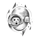 astronaut moon flying tattoo design idea