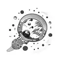 astronaut moon flying tattoo design idea