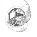astronaut moon flying tattoo design idea