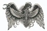 wings with Jesus cross in the middle of the wings  tattoo design idea
