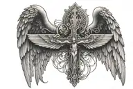 wings with Jesus cross in the middle of the wings  tattoo design idea