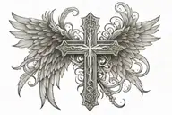 angel wings with Jesus cross in the middle of the wings  tattoo design idea