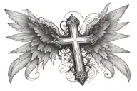 angel wings with Jesus cross in the middle of the wings  tattoo design idea