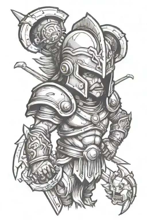Incorporate meat-themed elements into a tattoo design inspired by Spartan warriors tattoo design idea