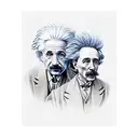 albert einstein e tesla em um fechamento de braço  tattoo design idea