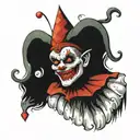 ancient court jester clown, scary tattoo design idea