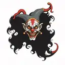 ancient court jester clown, scary tattoo design idea