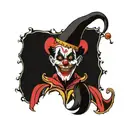 ancient court jester clown, scary tattoo design idea