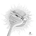 snake , dragon flies, butterflies, sun flowers, cherry blossoms, water Lillie's  tattoo design idea